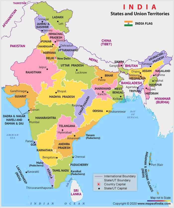 Indian States and Capitals in Hindi | States and Capitals of India Map